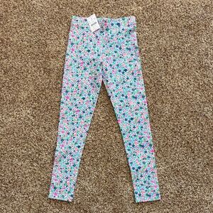 Crewcuts Floral Print Leggings - Pink, Blue & Green